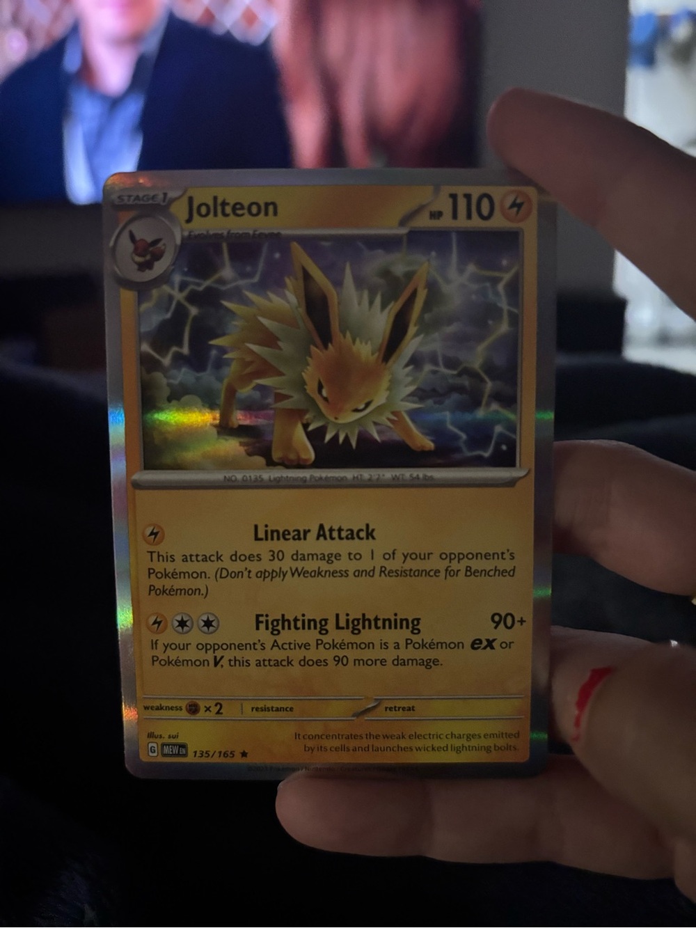 Pokemon Jolteon Holographic Yellow Electric Trading Card